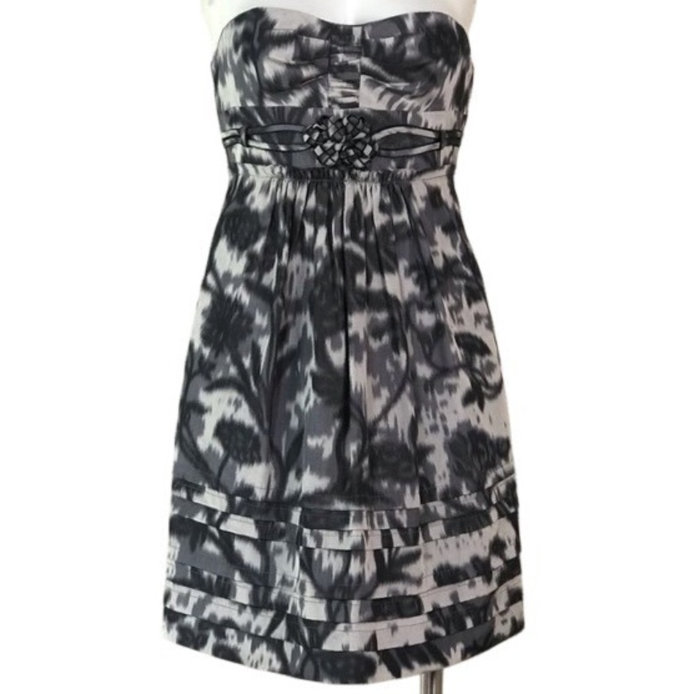 BCBGMAXAZRIA BLACK & GREY STRAPLESS COCKTAIL DRESS